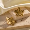 Gold Silver Petal Earrings for Women Chunky Gold Flower Earrings