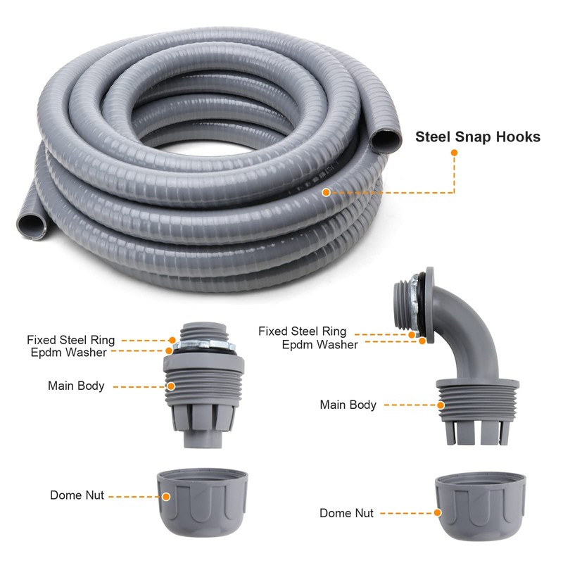 DWALE Liquid-Tight Conduit and Connector Kit,Flexible Non Metallic Liquid Tight