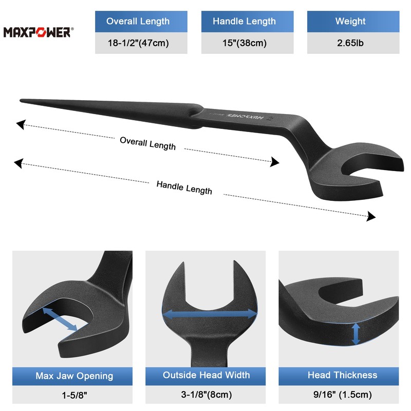 MAXPOWER Spud Wrench, 1-5/8 inch Nominal Opening