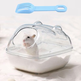 Wallspet Hamster Bathtub, Sand Bath Container Transparent Hamster Bathroom with Scoop - Leakproof & Easy to Clean for Dwarf Hamsters, Gerbils (L)