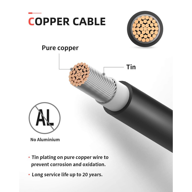 BougeRV 30 Feet 10AWG Solar Extension Cable with Female and
