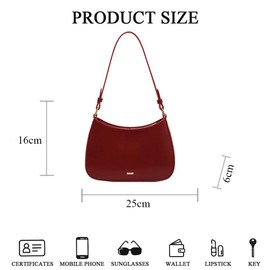 AiNinXun Small Handbag Women's Elegant Vintage Bag Y2k Shoulder Bag Women Handbag Shoulder Bag Teenager Girls Handbag Hobo Bag Crossbody Leather Shoulder Bag Women's Half Moon Bag, red