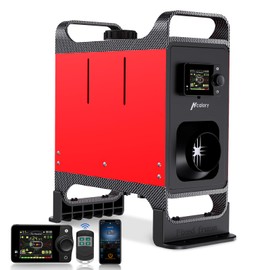 HCALORY Red Uypgrade Version 12V 24V 8KW Diesel Heater with Base, Portable Diesel Air Heater All-in-One Heater with Bluetooth APP Control, Fixed Bracket for Car Truck Boat Bus RV Trailer and Camper