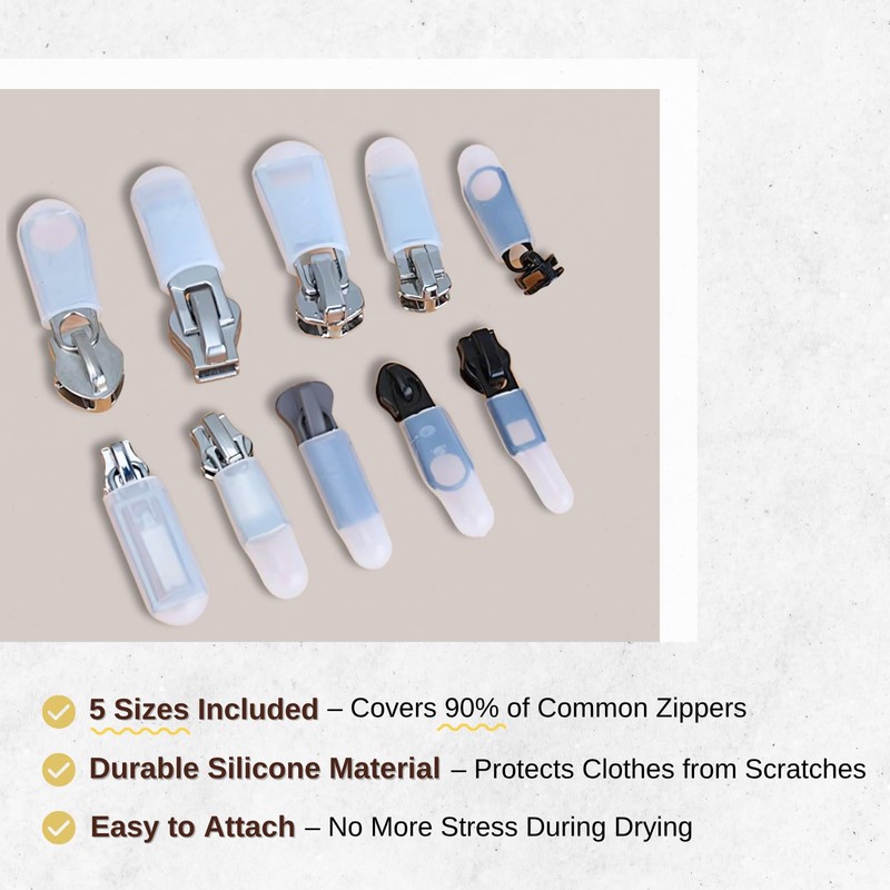 Zipper Covers for Dryer – 10-Pack Silicone Zipper Protectors in