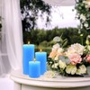 Blue Pillar Candles Set of 3 - Dripless Unscented -