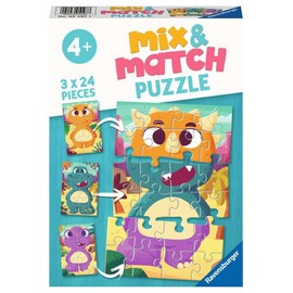 Ravensburger Children's Puzzle - 05197 Mix & Match Cute Dinos - Puzzle for Children from 4 Years with 3 x 24 Pieces