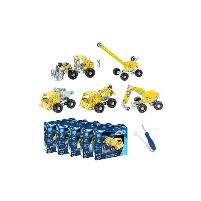 Eitech Metallbaukasten - Mini Baustellenfahrzeuge (5er Set)