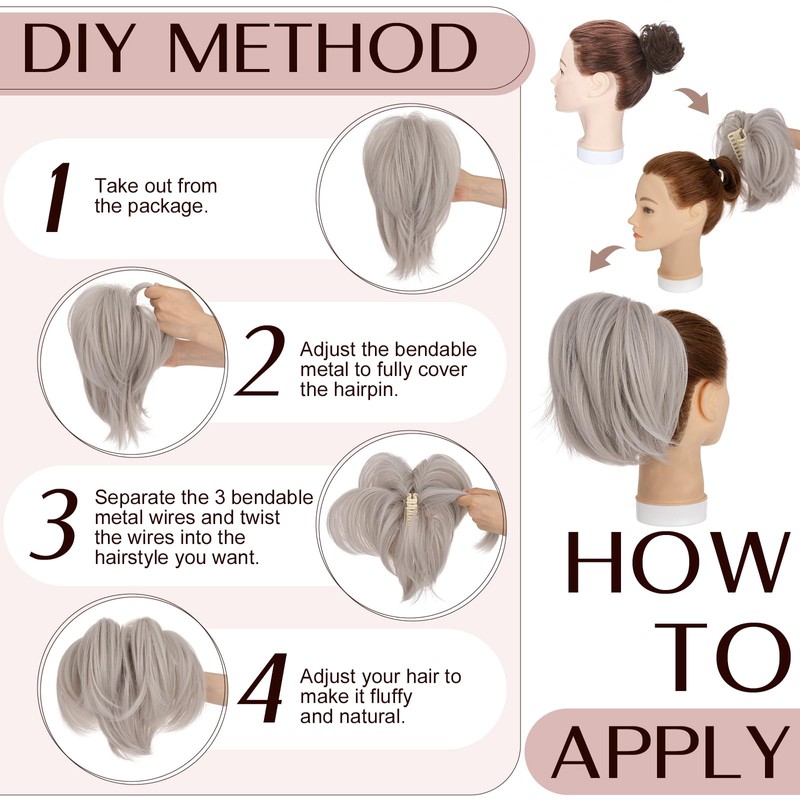 Claw Clip Short Ponytail Hair Extensions Messy Bun Hair Piece