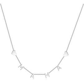 RWQIAN Mother's Day Gift Mum Necklace Stainless Steel Silver/Gold Mother Birthday Gift Mum Necklace 45 + 5 cm, Stainless Steel