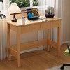 Fluted Light Oak Desk with 2 Drawers - 39 Inch