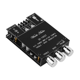ZK-1002T Bluetooth Amplifier Board 2.0CH 100W*2 Mini Audio AMP with Treble and Bass Control, BT and AUX Inputs, DC 9-24V Stereo AMP Module for Home Speakers, Update Version APP Control