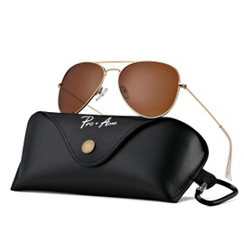 Pro Acme Classic Polarized Aviator Sunglasses for Women Men, Driving Sun Glasses Polarized Lens Lightweight Metal Pilot Frame UV400 Protection (Gold | Brown | Without Logo)