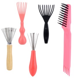 5pcs Hair Brush Cleaner Tool Set, Hairbrush Cleaning Tool Comb Cleaner with Metal Wire & Double-Headed Brush for Home & Salon Use Removing Hair Dust Accessories