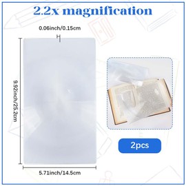 SOFPLATE 2 Stück 2.2 Fache Fresnel Vergrößerungsfolie Ganzseitige Lupe 9.9 x 5.7Zoll Großes Rechteckiges Acryl Klares Flaches Optisches Fresnel Linsen Lesezeichen Zum Lesen von Büchern Schmuckinspekti