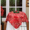Creative Linens Holiday Christmas Embroidered Tablecloth Poinsettia Bell Table Cloth