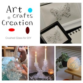 Jeejunye 3lb Crushed Mirror Glass for Crafts, Resin Glue Art Decorative DIY White Mirror Pieces 6-8mm