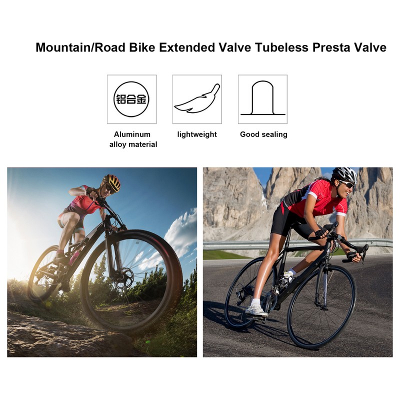 1 Pair 52mm Bike Extended Air Valve Tubeless Presta Valve