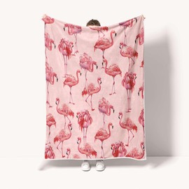 Flamingo Cozy Flannel Blanket, Flamingo Gifts for Women Girls Pink Throw Blanket, Cute Soft Warm Plush Blanket for Home Chair Sofa Couch Bed 50x60 Inch