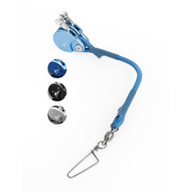 BLUEWING Blue Water Outrigger Halyard Line Lock Pulley Double Aluminium Alloy with Stainless Steel/Brass Snap Swivel for Offshore Fishing, Blue