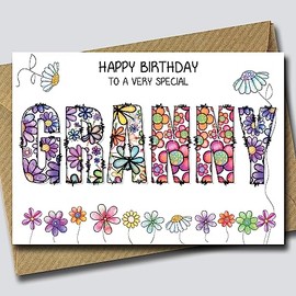 Floral Birthday Card for Granny - Flower card for Granny - Cute daisy card for Granny