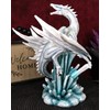 Ebros Gift White Arctic Snow Winter Dragon On Giant Crystal