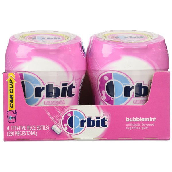 Orbit Bubble Gum Cups, Bubble Mint, 55 pieces bottle, 4-Count