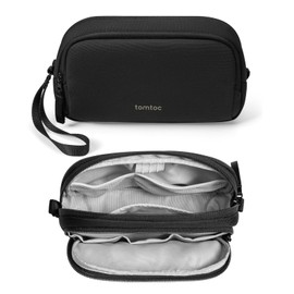 Tomtoc - Organizador electrónico de viaje, resistente al agua, doble compartimento, bolsa de almacenamiento para cargador, cable, teléfono, disco duro, banco de energía, accesorios esenciales de viaje