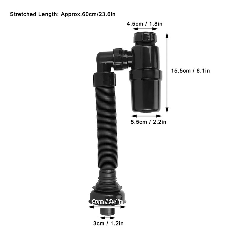 Drain Pipe Basin Sink P Trap Pipe Anti Blocking Deodorant