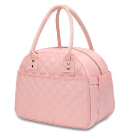 Carry bloom Lunch Bag for Women,Large Lunch Box Men Insulated Cooler Containers Reusable Lunch Tote Bags for Work,Pink