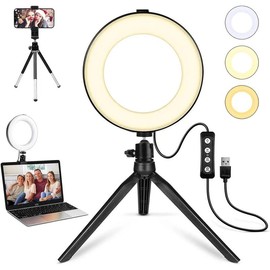 22in Large Ring Light with Stand,512pcs Bulbs Big Ring Light with 75" Tripod for /LED Display/4 Clips/2 USB Ports,2600K-6500K Dimmable Barber Light,for  Video Recording  Lash Makeup - Color: 6‘’ with Tripod & Clamp