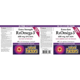 Natural Factors - RxOmega-3 Extra Strength 600mg, 150 Softgels