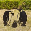Penguin Family Stake Statue Simulation Vivid Hollow Iron Animal Stake