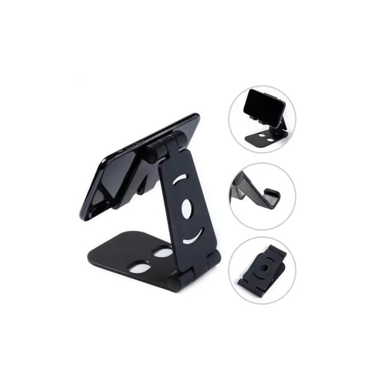 Adjustable Smartphone and Desktop Stand, Black (Black)