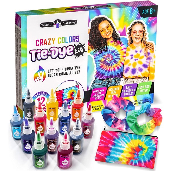 Original Stationery Colour Crazy Tie Dye Kit, All in One Tie-Dye Kit with All The Colours Needed to Make Kids Tie Dye Crafts and Play Tie Dye Games, Ideal Birthday Gift Idea and Tye Dye Kits for Kids