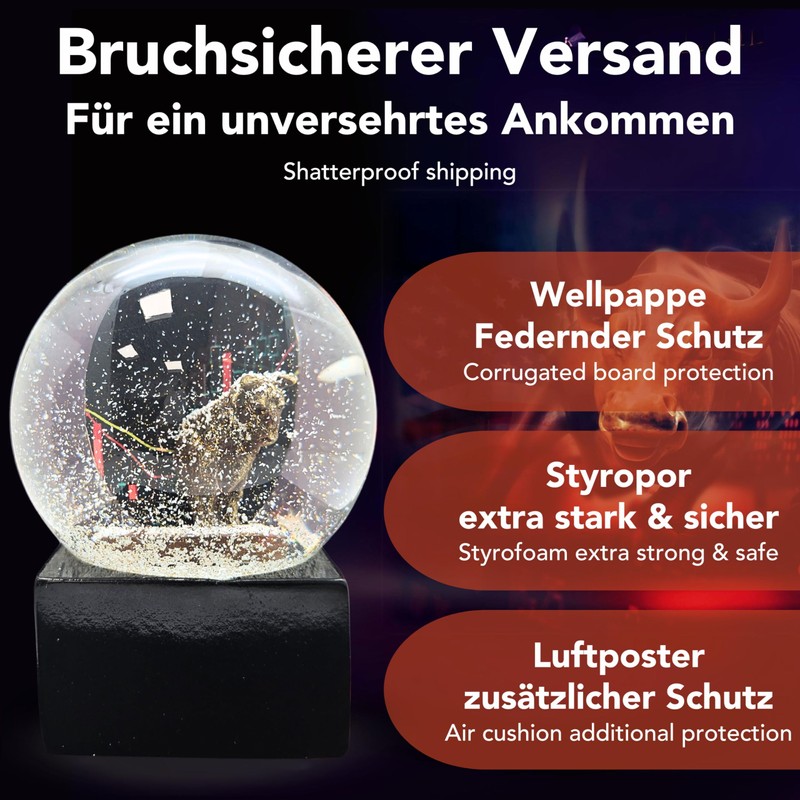 10010 Snow Globe Stock Exchange, Glass Globe Bull & Bear,