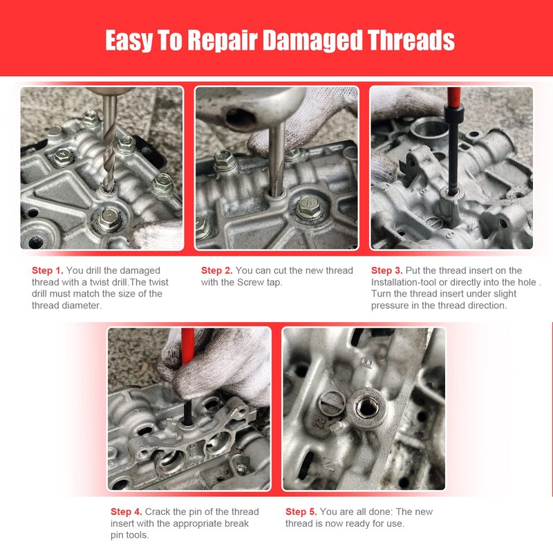 BILITOOLS M14x1.25 Thread Repair Kit, HSS Drill Helicoil Repair Kit