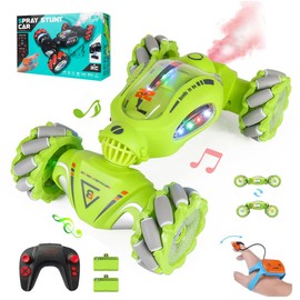 Hylukon Ferngesteuertes Auto, 2,4 GHz RC Stunt Auto, RC Stunt Drift Car Sprühauto mit Funktion zur seitlichen Bewegung, Atemlicht, Verformung, beidseitigem Fahren, Armbanduhr, Stunt Car