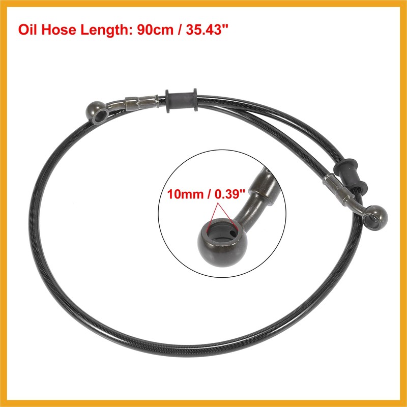 Partuto 90cm 35.43" Motorcycle Braided Brake Clutch Oil Hoses Line