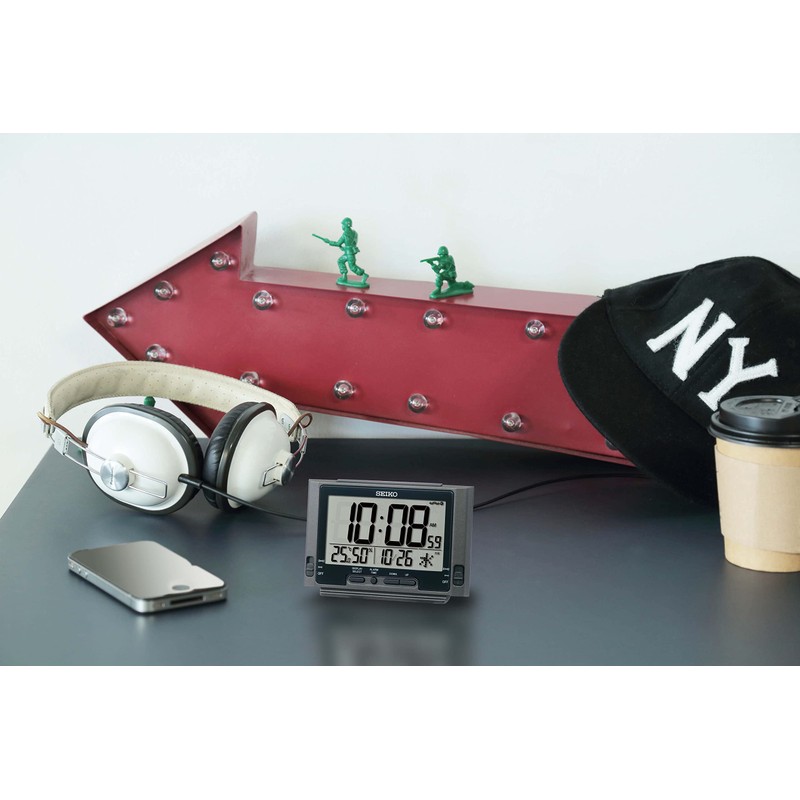Seiko SQ320K Alarm Clock Digital Radio Black Metallic 3.3 x