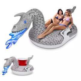 GoFloats Giant Inflatable Ice Dragon - Includes Matching Ice Dragon Drink Float!