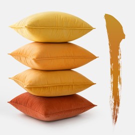 MIULEE Set of 4 Velvet Cushion Covers, 50 x 50 cm, Orange Series, Decorative Cushion Cover, Sofa Cushion, Decorative Cushion, Wrapped Edge Cushion Covers, Decorative Cushion Cover for Sofa, Living