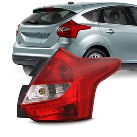 AKKON - Fits 2012 2013 2014 Ford Focus Hatchback 5DR Chrome Red Tail Lamp Brake Lights Passenger Right Side Replacement