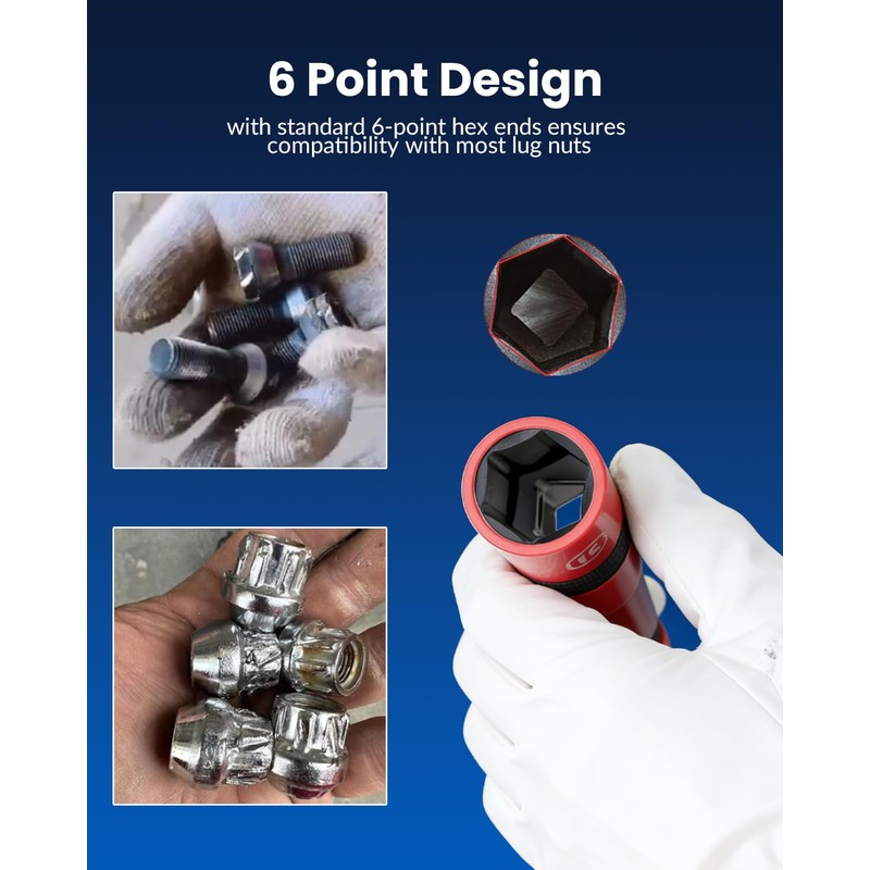 DPTOOL Half Size Lug Nut Socket Set 1/2” Drive Impact