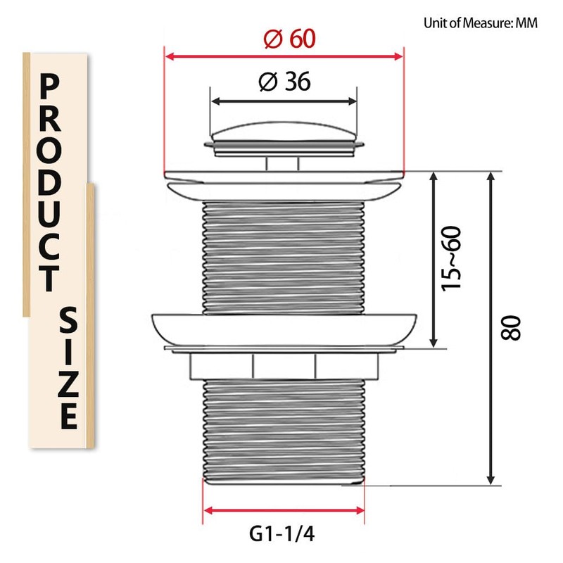 Antfly Sink Drain Fitting with Overflow, Universal Pop-Up Valve for