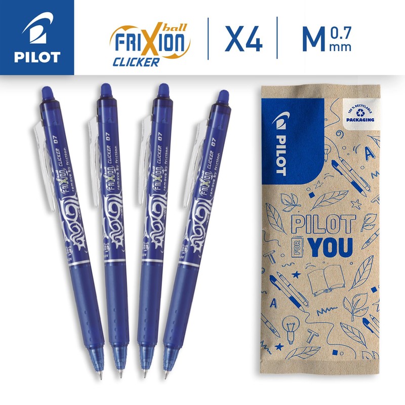 PILOT - FriXion Clicker 0.7 set - 4 pieces: blue