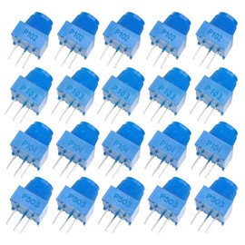 PENGLIN 20pcs Trimmer Potentiometer Kit 1K 10K 50K 100K Ohm with Blue Knob Variable Resistor for Arduino Potentiometer Top Adjustment