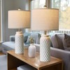 USumkky 24" Modern Ceramic White Bedside Lamp Set of 2