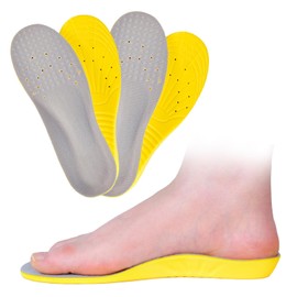 Meidlan Insoles Shock Absorption, Arch Support, Ultra Lightweight for Sports, Set of 2 Pairs, for Standing Work (Yellow, L(Suitable for 10.6 - 11.8 inches (27 - 30 cm)))