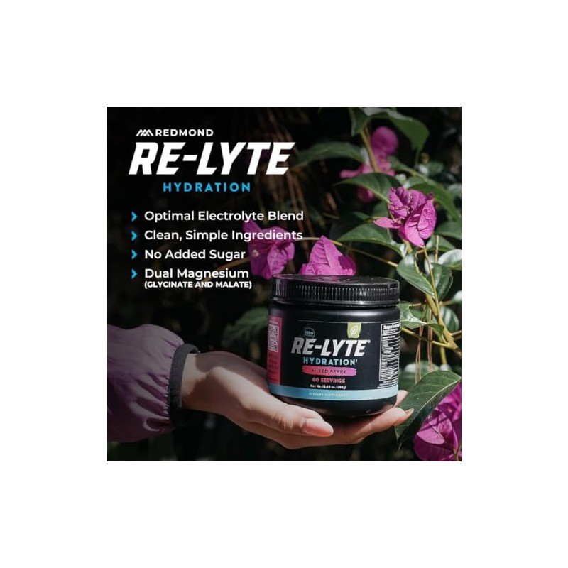 Redmond Lyte Electrolitos Naturales Real Salt Hidratación Clean Calorías Azúcares