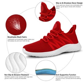 Feethit Tenis de correr para mujer, antideslizantes, ligeros, para gimnasio, a la moda, A-Rojo, 7.5 US